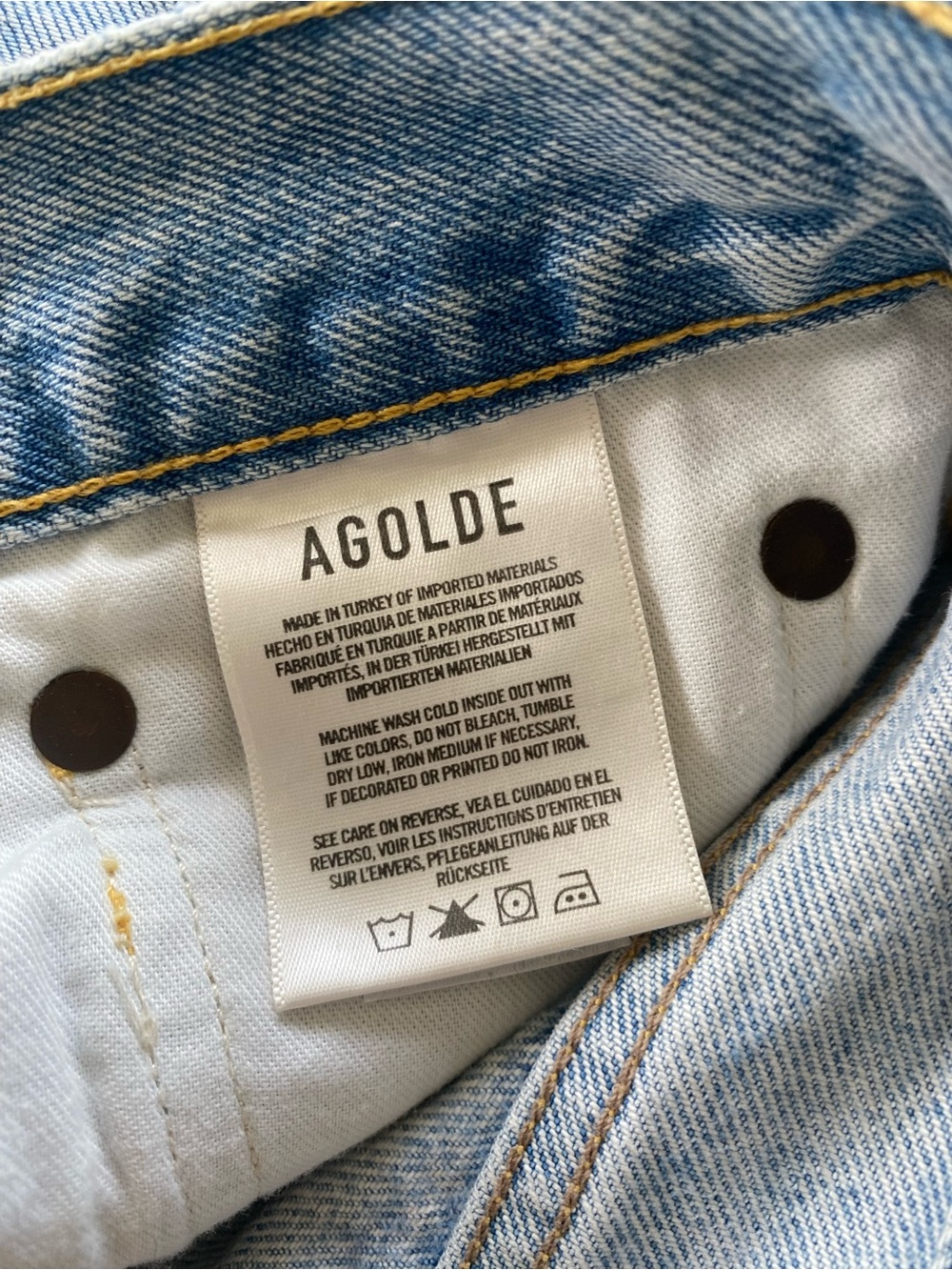 AGOLDE Light Blue Distressed Denim Shorts - Picture 4 of 4